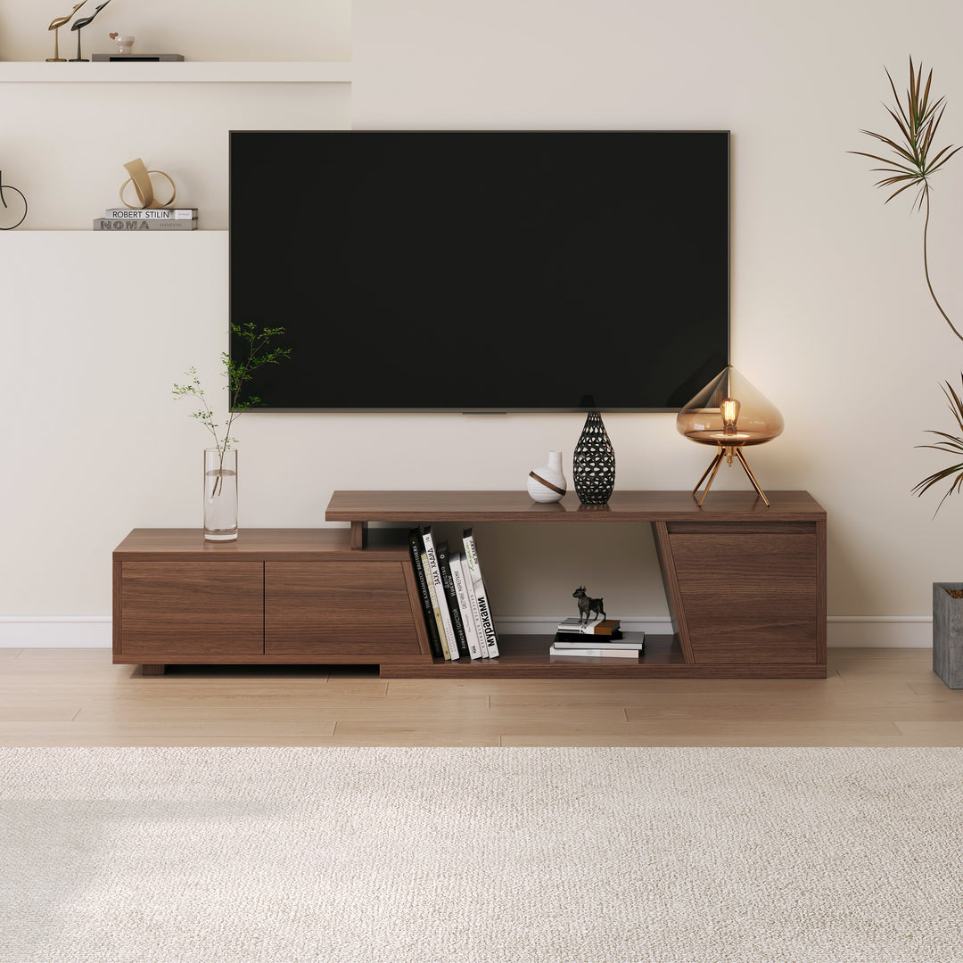 Storage Modern Walnut Wood TV Stand Brown Countryside 1200mm Floor-standing TV Unit with 3 Drawers