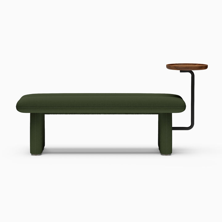 1370mm Modern Green & Teak Entryway Bench Upholstered Bench with Tray