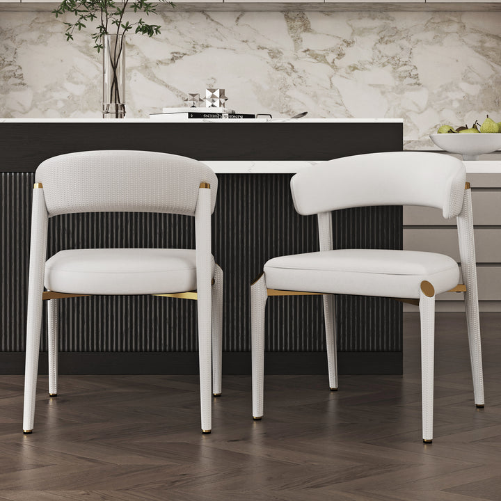 2050mm-2680mm Extendable Black Kitchen lsland & 2 White Dining Chairs Set