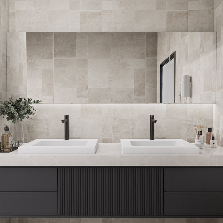 584mm Rectangular Concrete white Drop-in Bathroom Sink