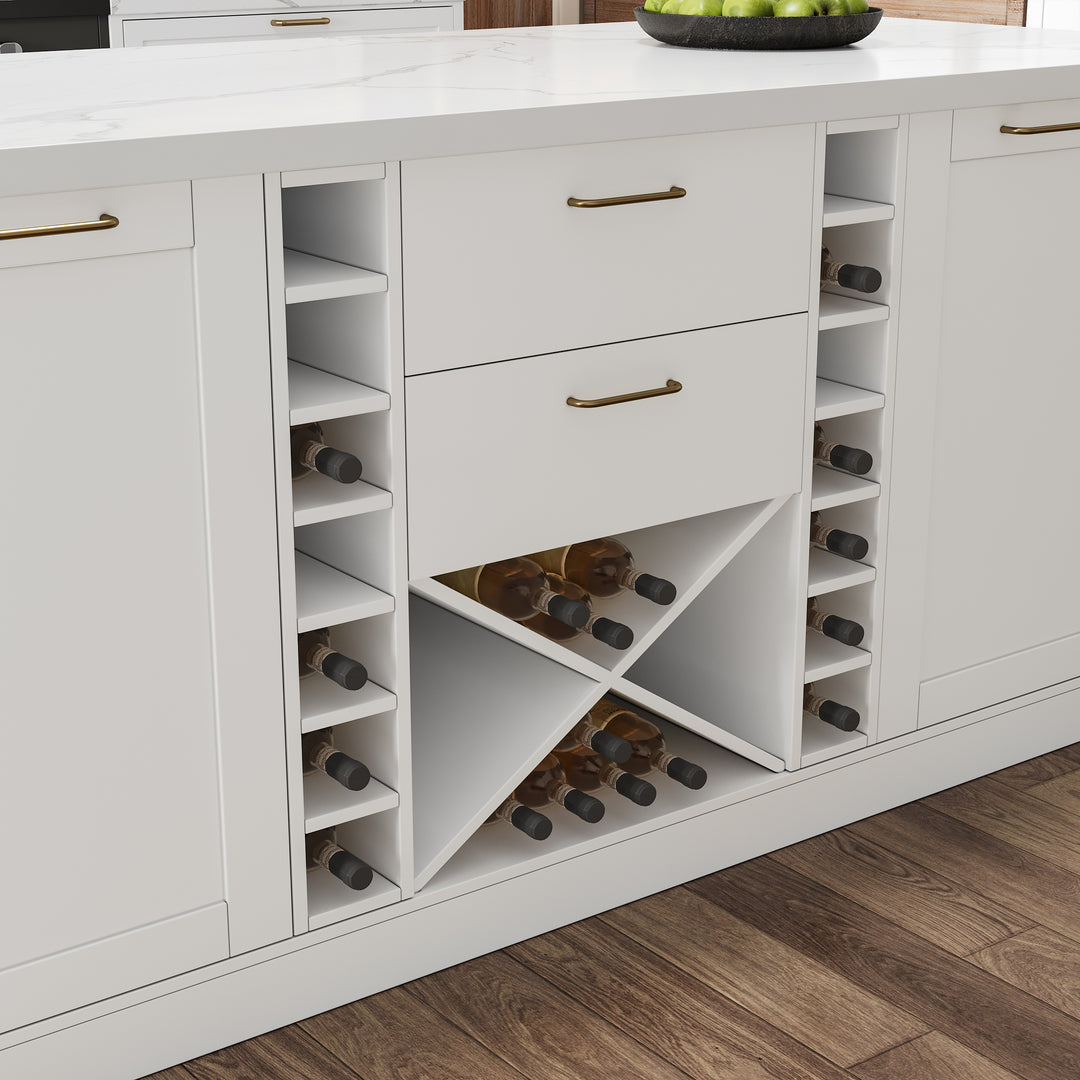 72'' Marble Kitchen lsland Faux Marble with Wine Storage White Modern Large Kitchen Cabinet