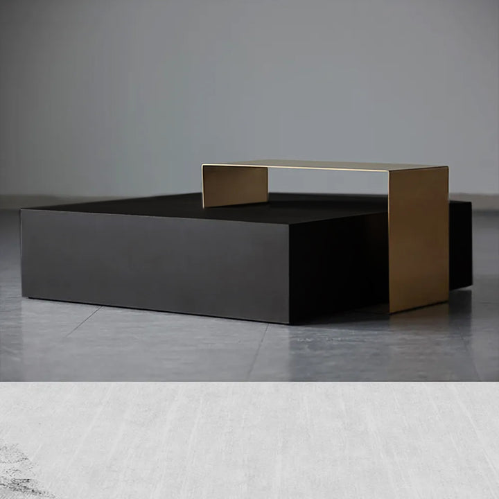 Black Coffee Table in MDF & Metal Rectangle Accent Table