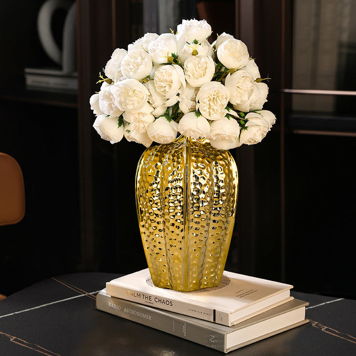 300mm Large Glam Gold Abstract Ceramic Flower Vase Living Room Bedroom Table