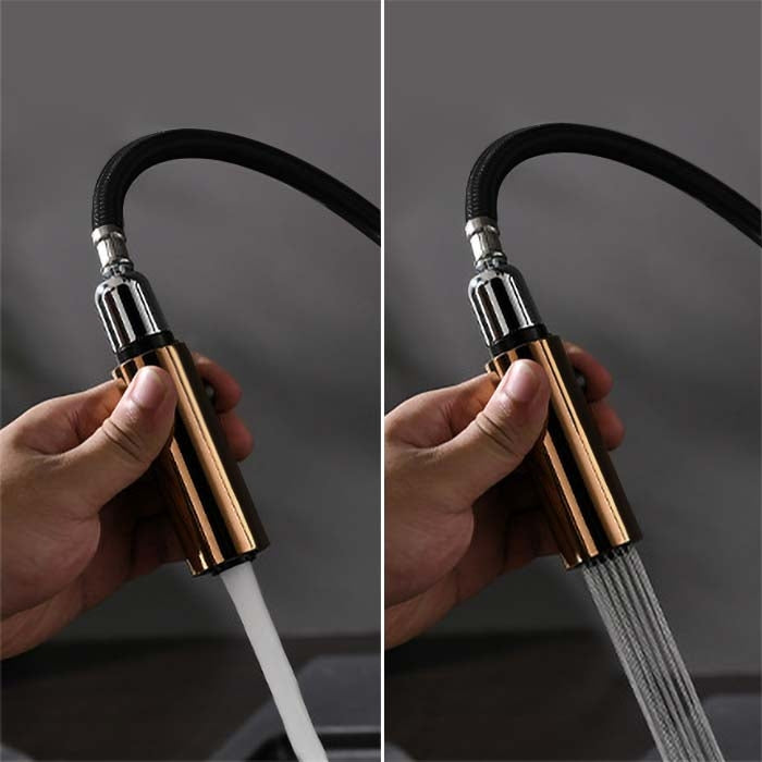 Touch Pull Out Kitchen Mixer Taps with Double Function Single Handle Black & Rose Gold