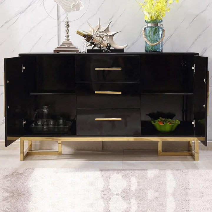 Stovf 1500mm Black Sideboard Buffet with Drawers Modern Wood Dining Room Cabinet