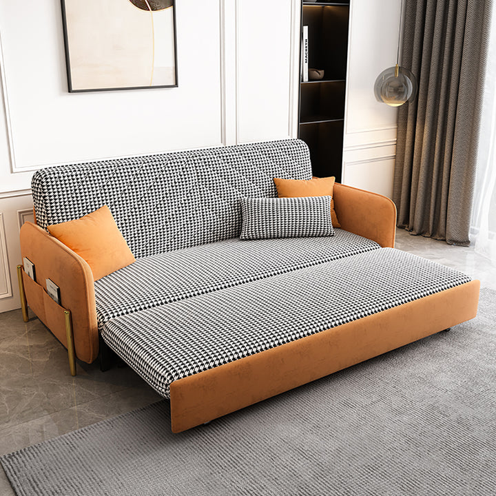 53.5" Full Sleeper Sofa Orange Upholstered Convertible Sofa Bed with Storage