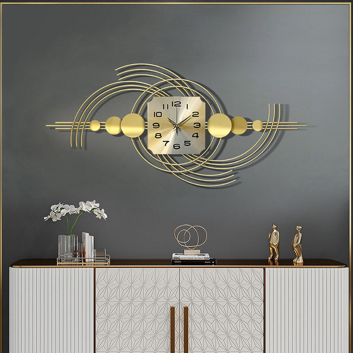 Modern 3D Metal Wall Clock with Golden Geometric Frame