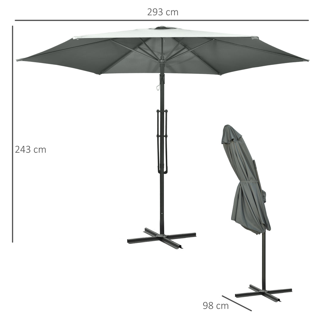 Waterproof 3m Cantilever Parasol with Easy Lever