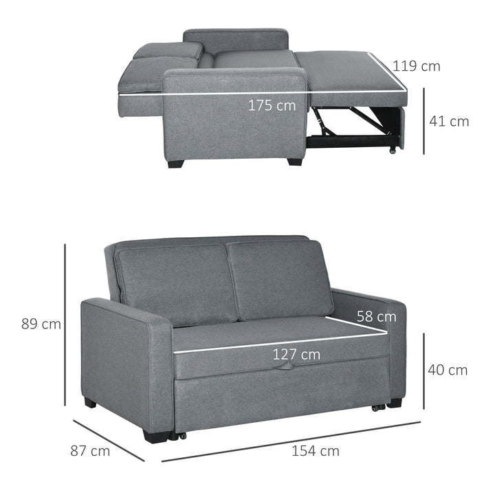 Double Sofa Bed Click Clack Pull Out Sofa Bed - Grey