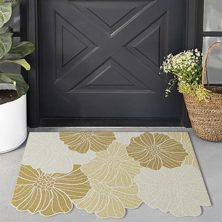 Morden Brown Flowers Novelty Mat Non-slip Entryway Rug 600MM X 900MM