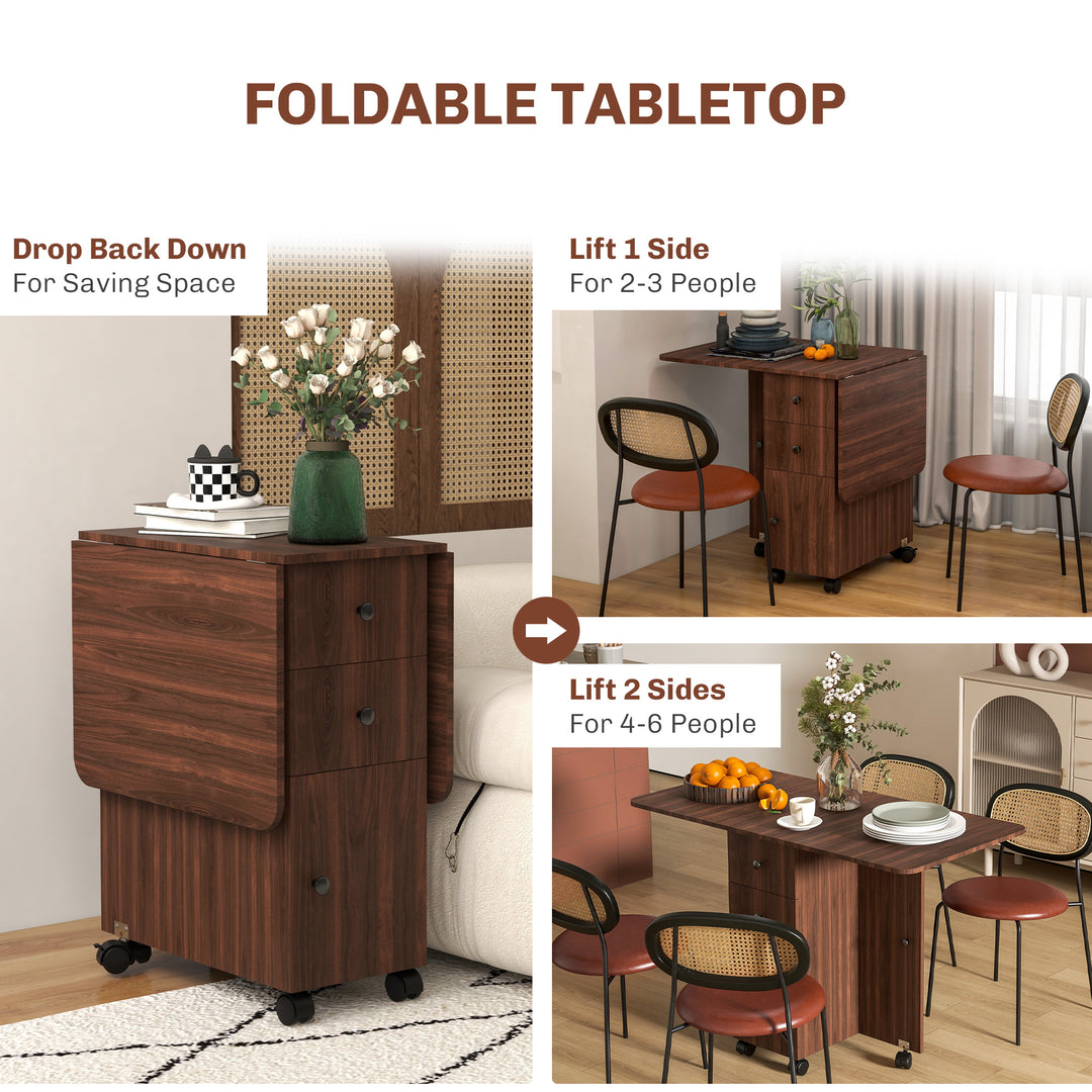 HOMCOM Multi-Storage 6-Person Drop Leaf Table, Brown https://www.awin1.com/pclick.php?p=39402158780&a=1765756&m=17151 Aosom