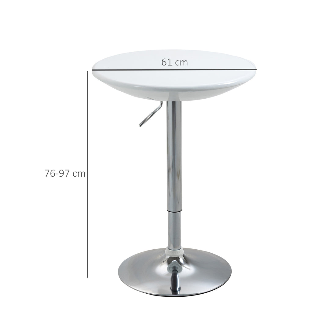 Modern Round Bar Table Adjustable Height Home Pub Bistro Desk Swivel Painted Top with Silver Steel Leg and Base