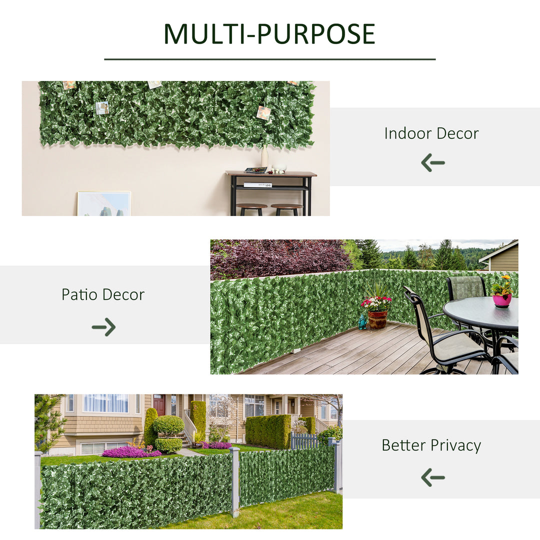 2-Piece Artificial Leaf Hedge Screen Privacy Fence Panel for Garden Outdoor Indoor Decor