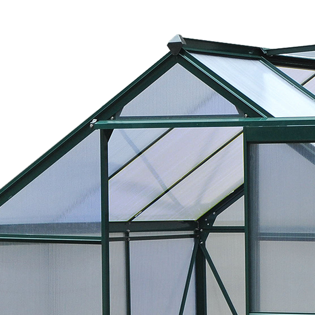 Large Walk-In Greenhouse Polycarbonate Garden Greenhouse Plants Grow Galvanized Base Aluminium Frame w/ Slide Door