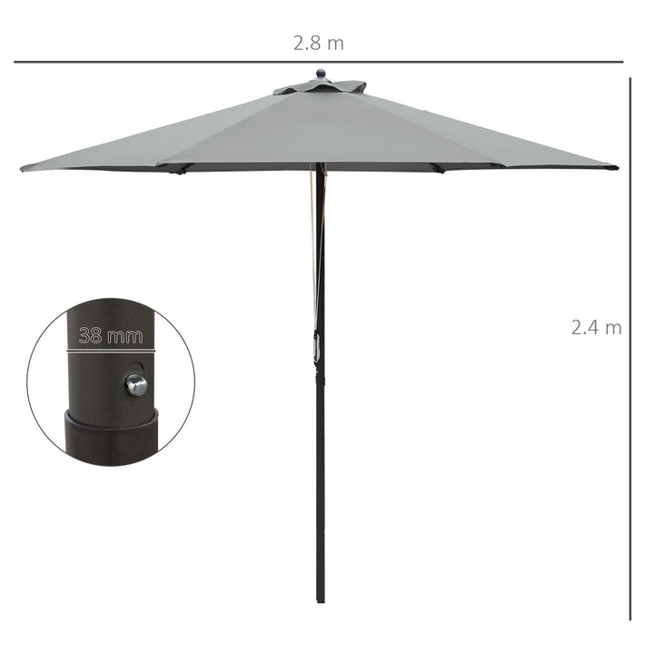 2.8m Patio Parasols Umbrellas Outdoor 6 Ribs Sunshade Canopy Manual Push Garden Backyard Furniture