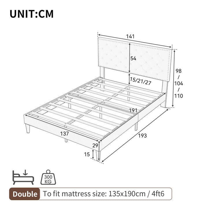 Upholstered Velvet Bedstead with Button-Tufted Headboard