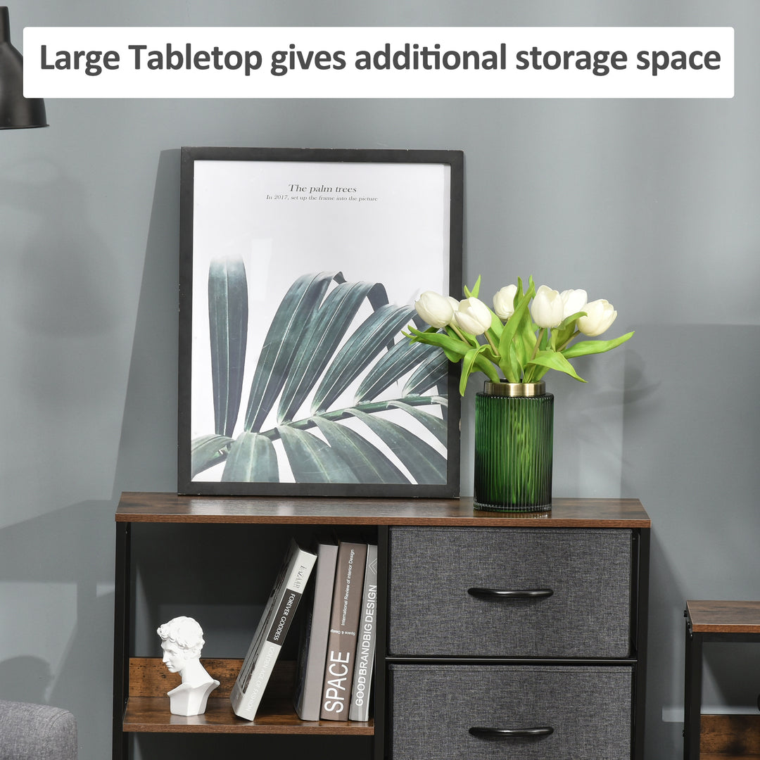 Storage Dresser: 3 Fabric Drawers & 2 Display Shelves in Black for Living Room & Bedroom