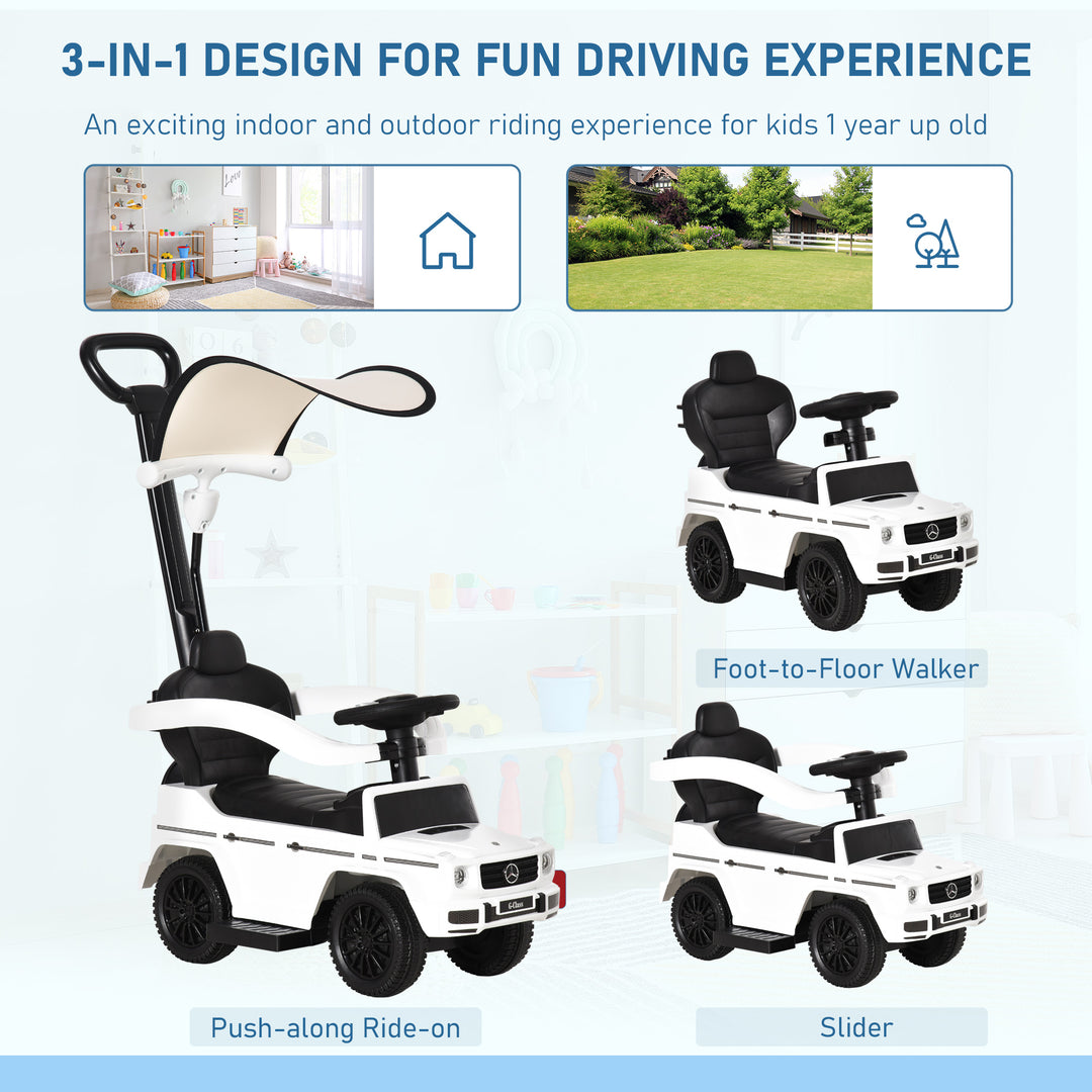 Mercedes-Benz G350 Ride-On Push Along Car Sliding Walker Foot to Floor Slider Stroller Toddler Vehicle with Wheel White