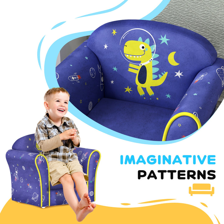 Kids Sofa Kids Couch Armchair with Stylish Planet and Dinosaurs Design