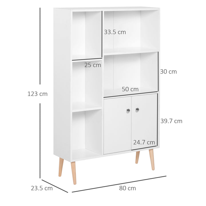 HOMCOM Open Bookcase with 2 Doors, White