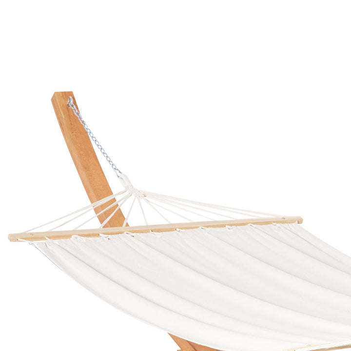 Outdoor Garden Hammock with Wooden Stand Swing Hanging Bed for Patio White