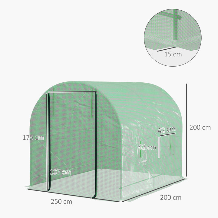 2.5 x 2m Walk-In Polytunnel Greenhouse