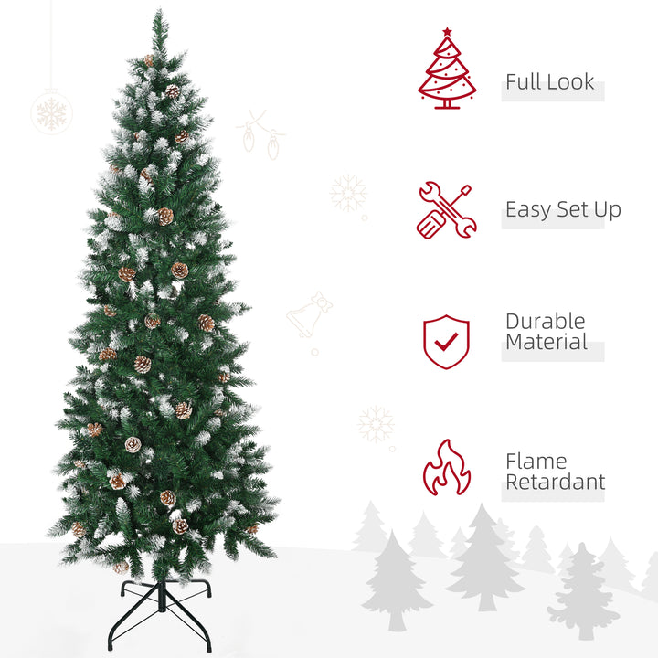 6 Foot Snow Artificial Christmas Tree with Realistic Branches