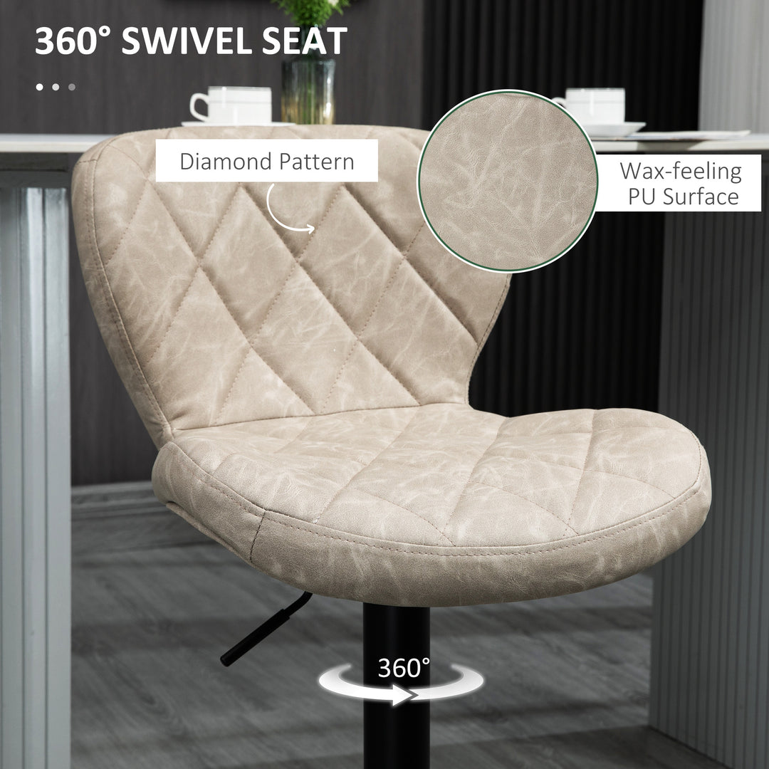 Swivel Bar Chair: Diamond Pattern PU Seat with Backrest & Footrest