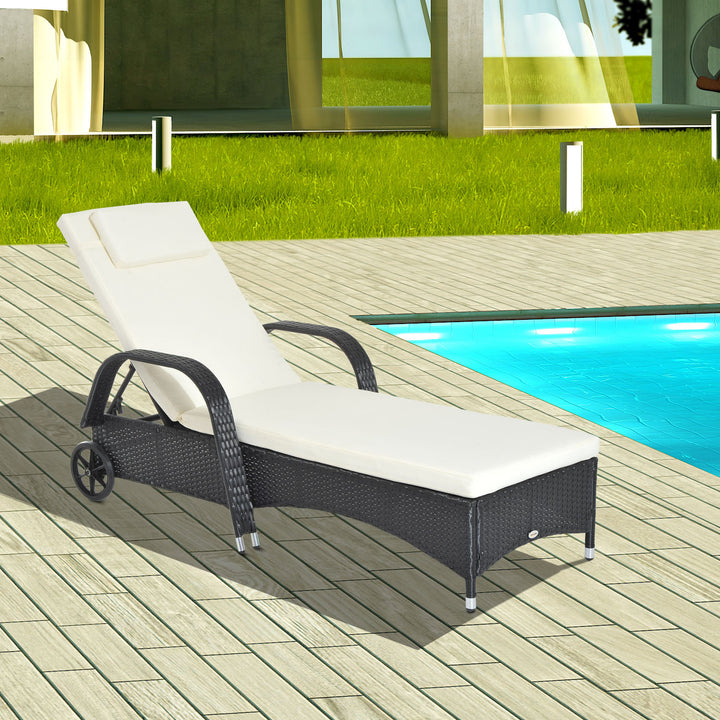 Waterproof Rattan Sun Lounger Recliner Bed