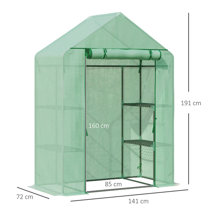 Walk-In Greenhouse Portable Gardening Plant Grow House with 2 Tier Shelf