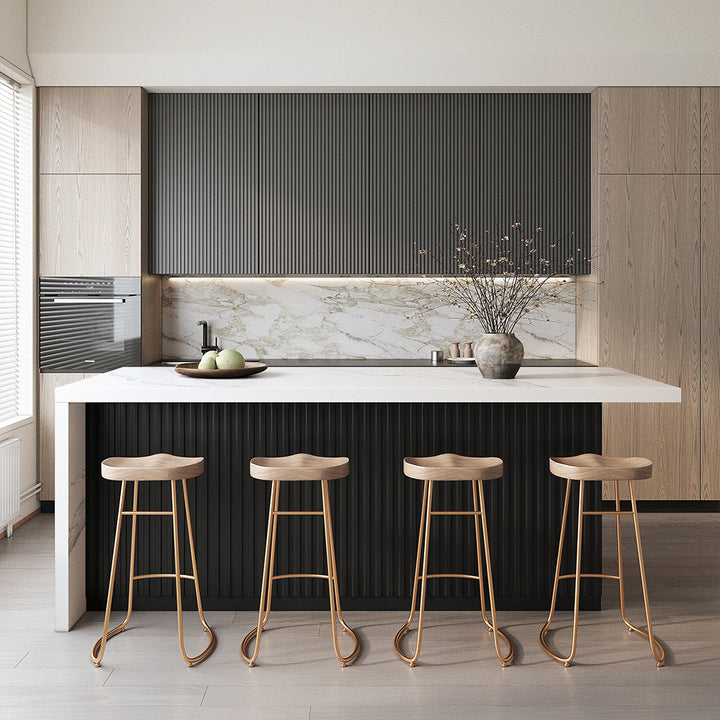 72" Large Kitchen Island Marble Veneered Top with Storage White & Black Kitchen Cabinet