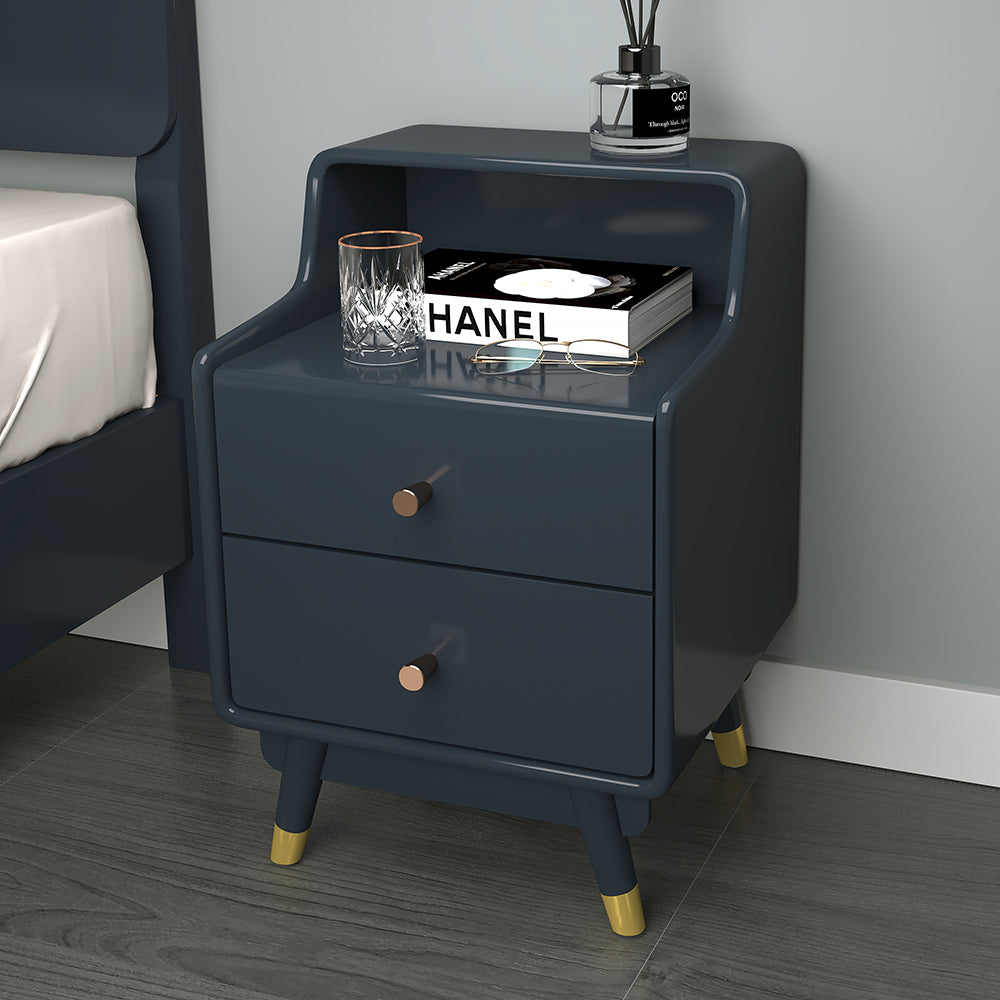 Blue Nightstand Modern Nightstand Stylish Bedside Table with 2 Drawers with Shelf