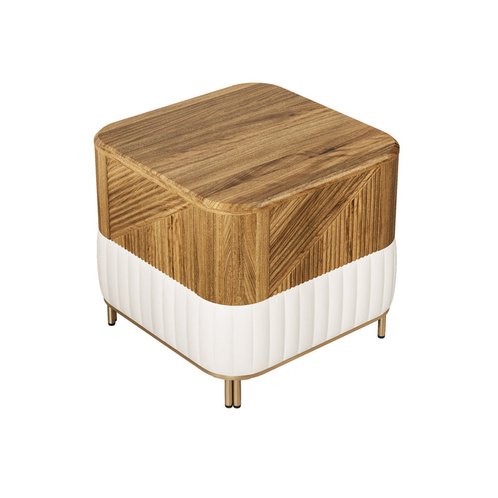 Wovent Mid-Century Square Modern Walnut Wood Narrow Side Table with Storage Nightstand