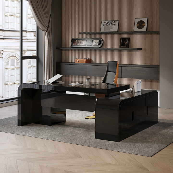 Chicent L-shaped Modern Executive Desk with Ample Storage Left Hand in Black Office Furniture (1800mm)