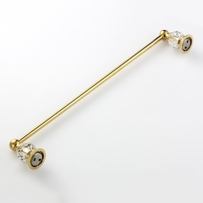 Charles Modern Wall-Mount 24 Inch Crystal Gold Finish Bathroom Single Towel Bar