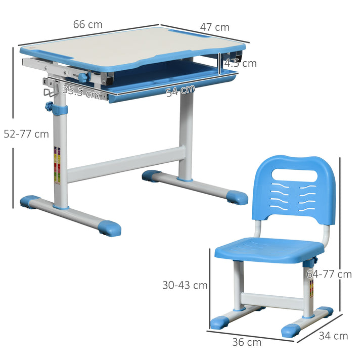 Kids Desk and Chair Set Height Adjustable Student Writing Desk Children Study Table w/ Desktop