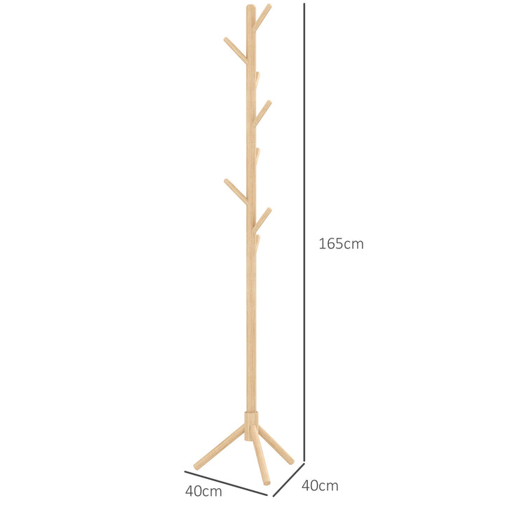 Eight-Hook Wooden Coat Rack - Natural