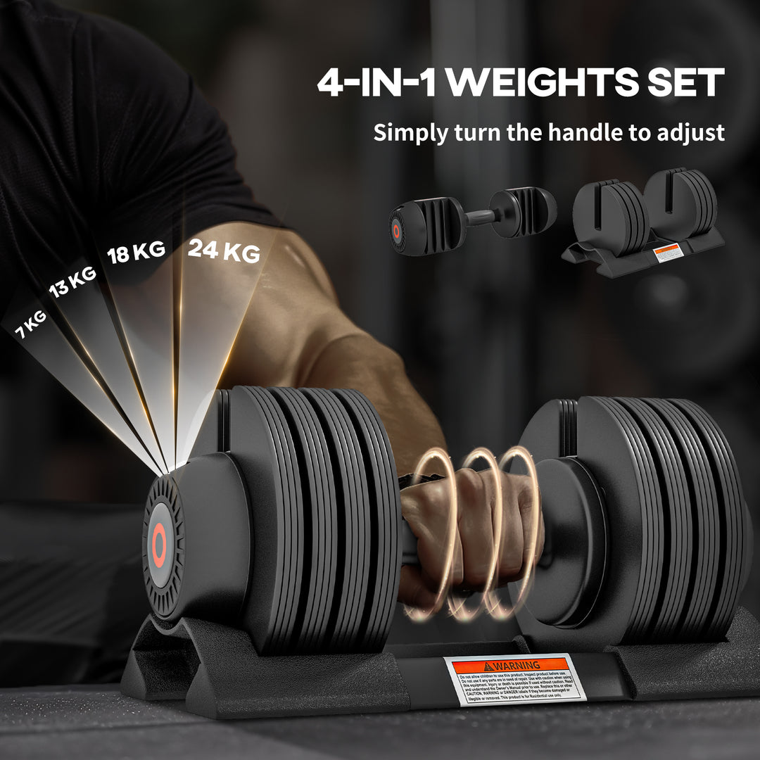 2 x 24KG Adjustable Dumbbells Set