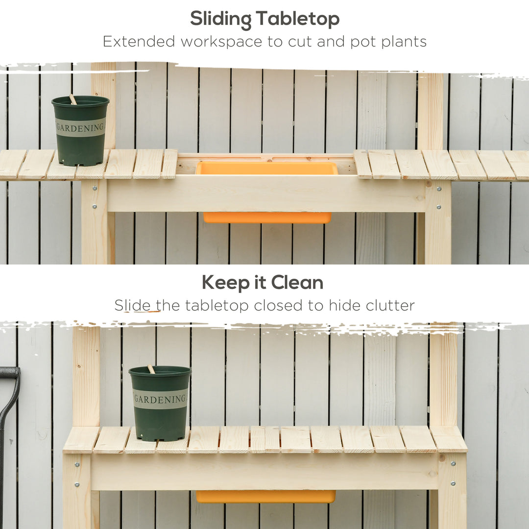 Garden Potting Bench w/ Sliding Tabletop