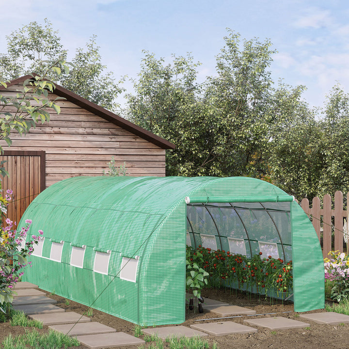 Polytunnel Greenhouse Walk-in Grow House Tent with Roll-up Sidewalls