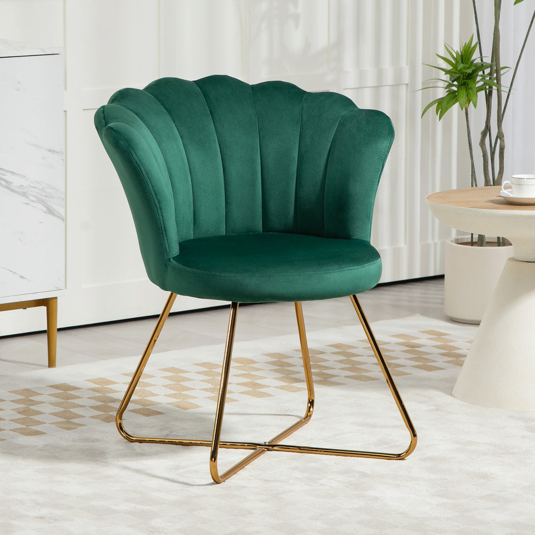 Velvet-Feel Lotus Petal Accent Chair - Green