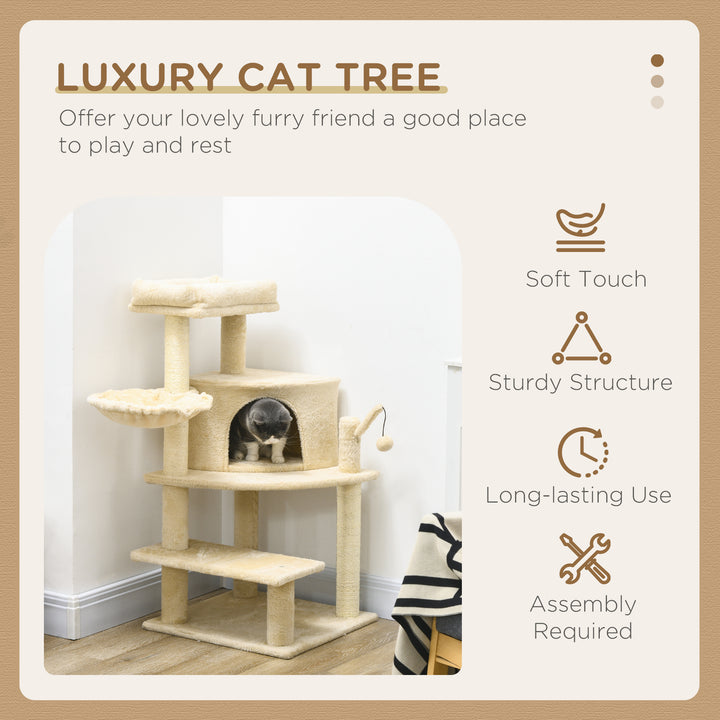 Tall Cat Tree for Indoor Cats with Multi-Tier Platforms