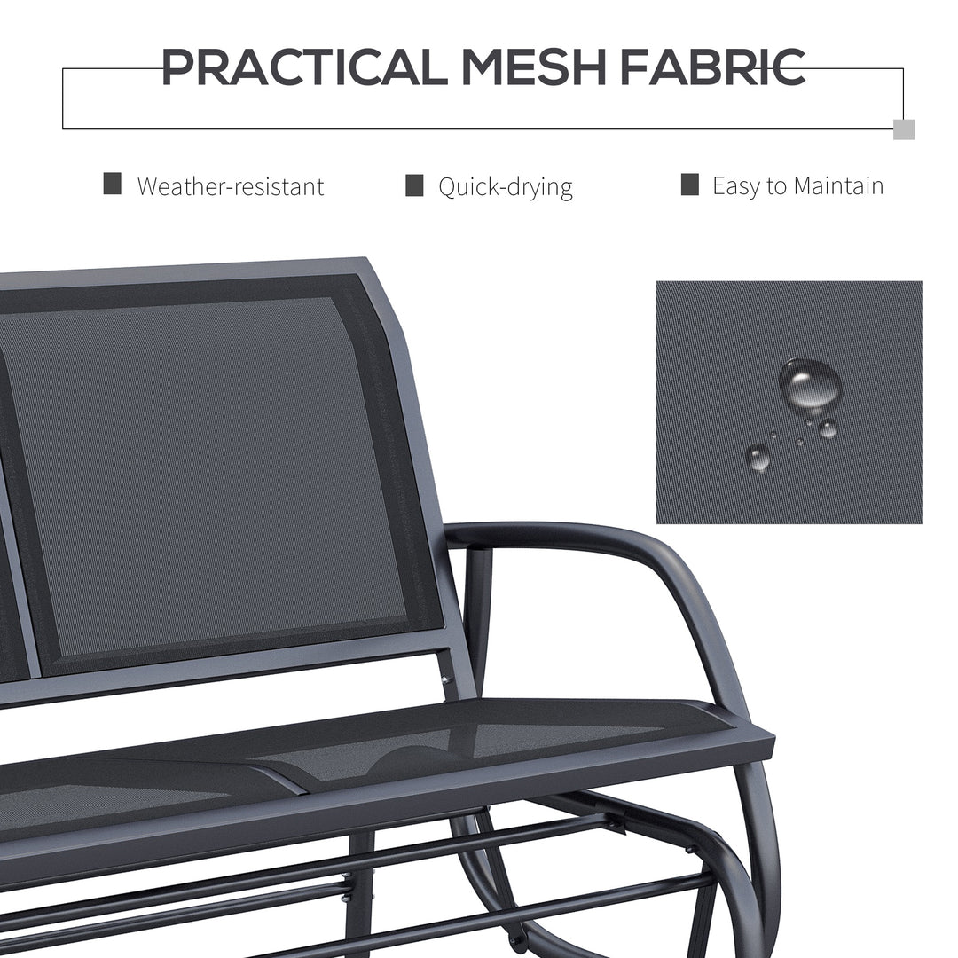 2-Person Outdoor Glider Bench Patio Double Swing Gliding Chair Loveseat w/Power Coated Steel Frame for Garden Porch