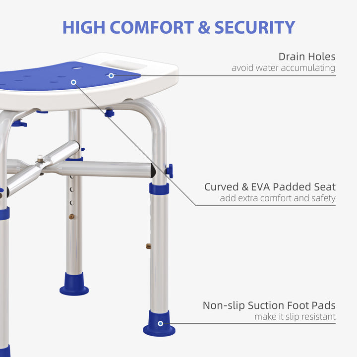 44-51.5cm Aluminium Frame Shower/Bath Stool - White