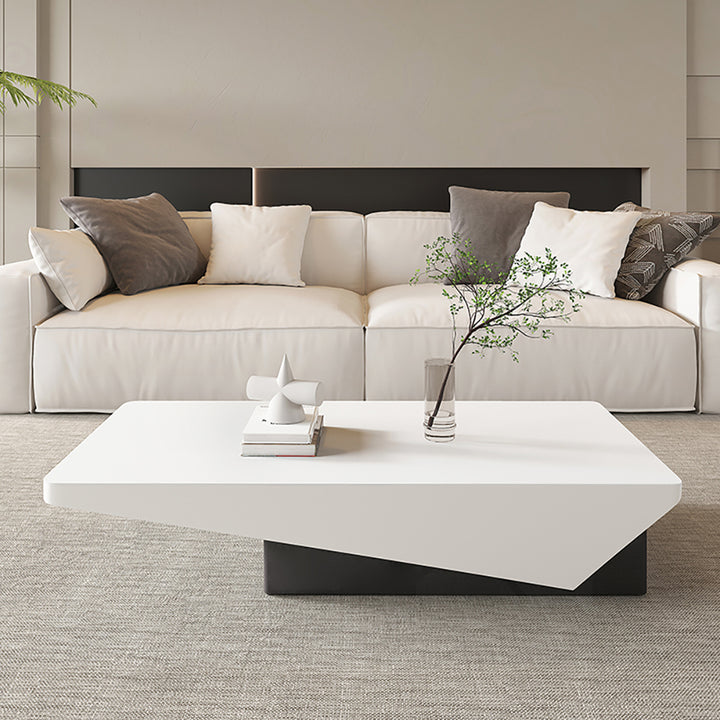 1200mm Block Coffee Table White Rectangular with Drawer Storage in Black