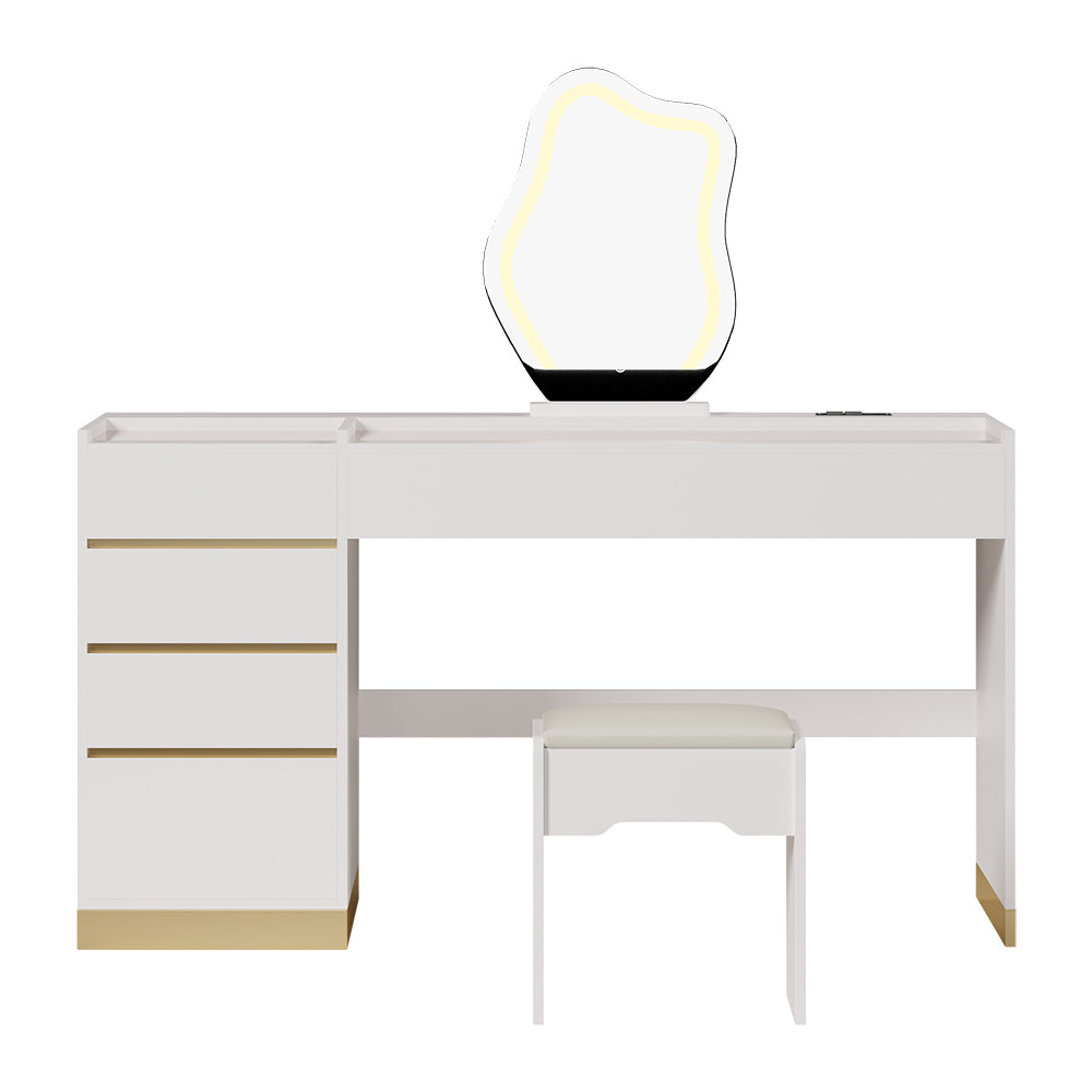 Modern Makeup Vanity Set with Lighted Vanity Mirror & Charging Station & Jewelry Storage Dressing Table