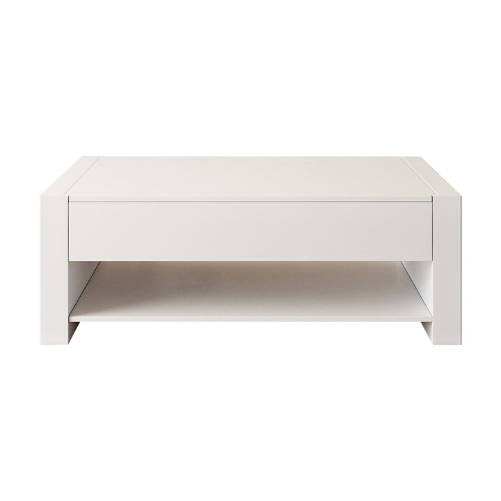 1580mm Modern White Extendable Gaming Coffee Table Fluted with Open Storage