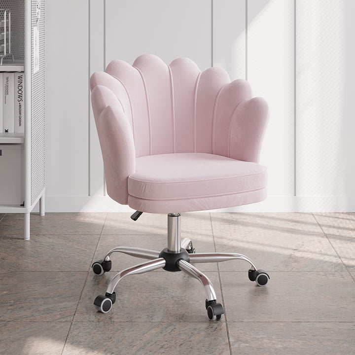 Modern Pink Velvet Ergonomic Swivel Office Chair Height Adjustable with Wheels