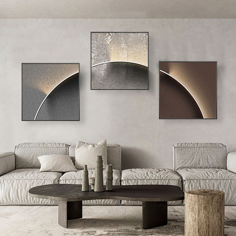 3 Pieces Modern Abstract Wall Decor Set Square Canvas Painting with Frame Living Room 1200mmW*400mmH*25mmD