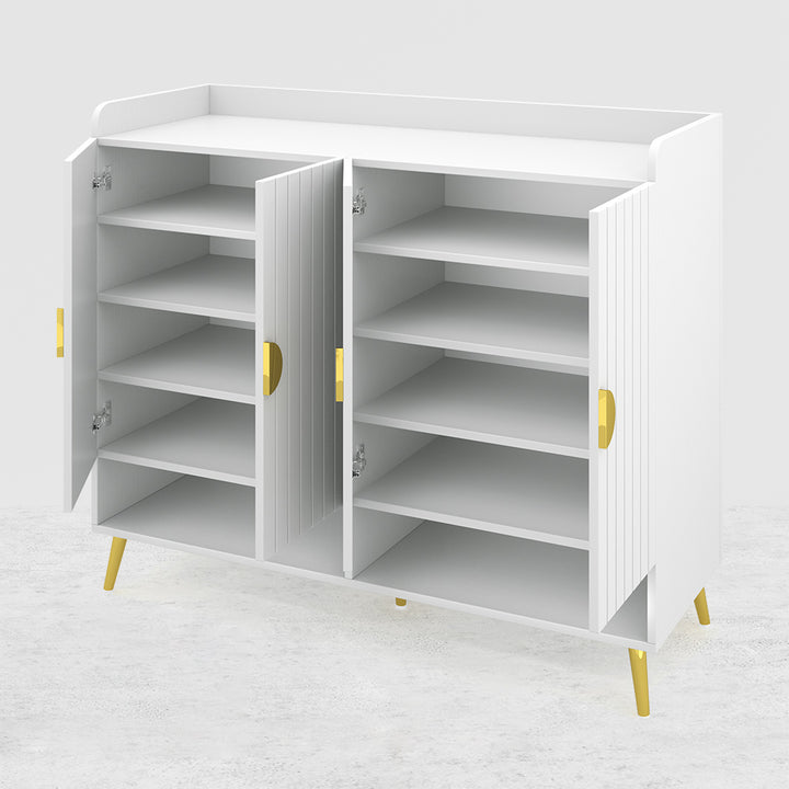 Yellar Nordic White Shoe Cabinet 10 Shelves Entryway Shoe Cabinet